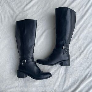 Chaps Knee High Black Boots. Wide Calf, Size 8